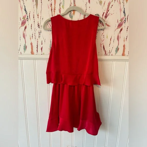 Red Ruffle Mini Dress - Picture 4 of 6